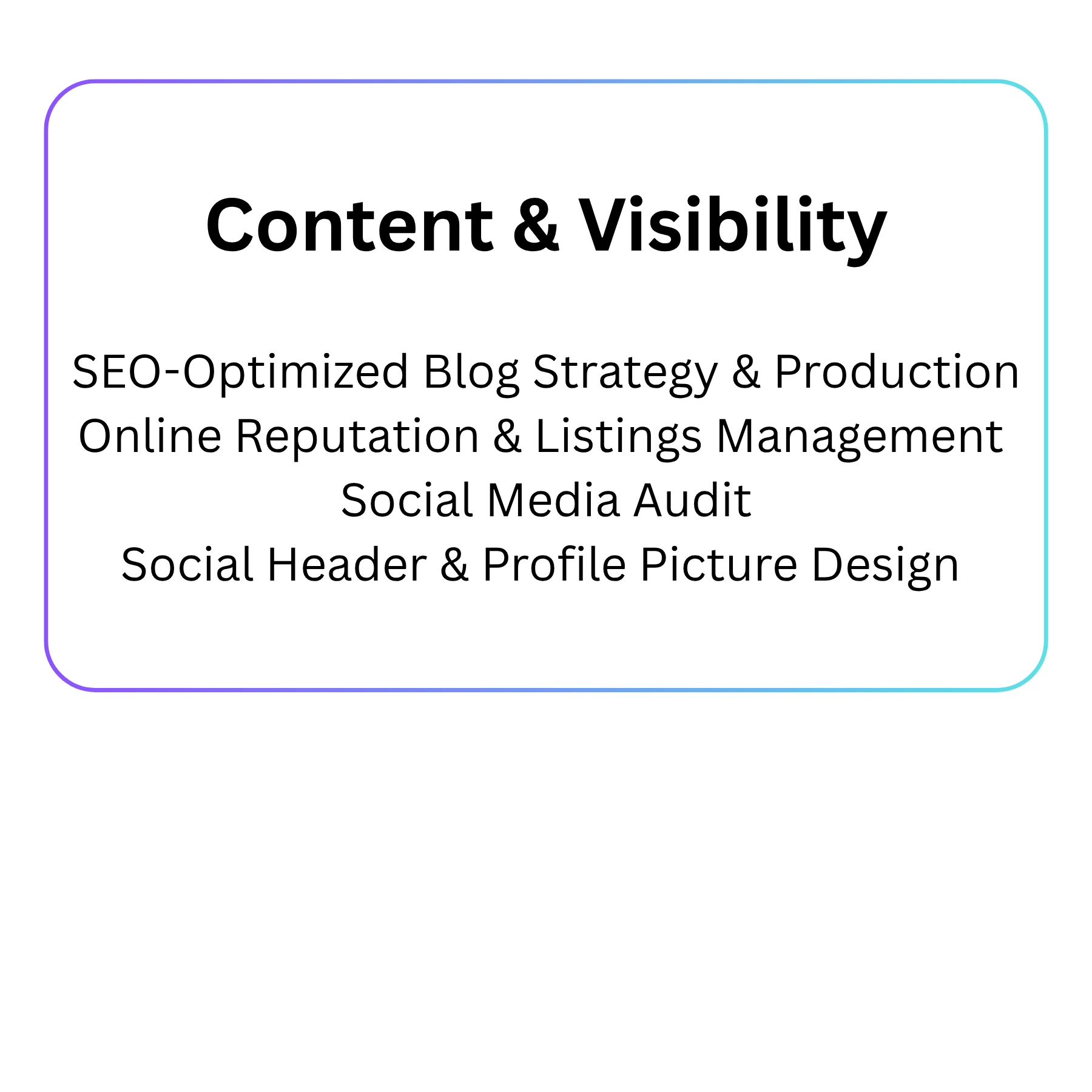 Starter • 8 social media posts month (1-3 platforms) • Basic graphic design for posts • Monthly performance report • 30 minute strategy call per month Benefits • Email marketing (1 campaign per mo(7)
